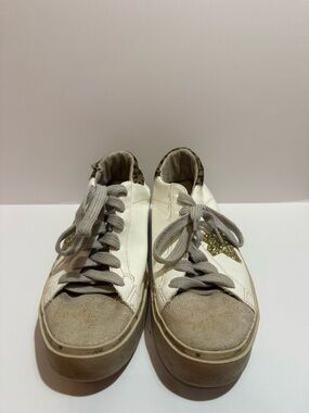 Shu Shop Women’s White Platform Sneakers with Gold Star Accent
